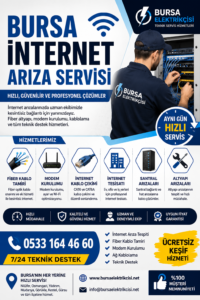 Bursa internet arıza servisiFiber kablo tamiri Bursa Modem kurulumu uzmanı İnternet tesisatı hizmeti Ağ kablolama Bursa Network kablo çekimi Fiber optik onarım Bursa teknik servis