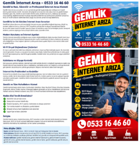 Gemlik internet arıza servisi, Gemlik internet tamiri, Gemlik modem arızası, Gemlik fiber internet arıza, Gemlik WiFi sorunu, Gemlik internet bağlantı sorunu .